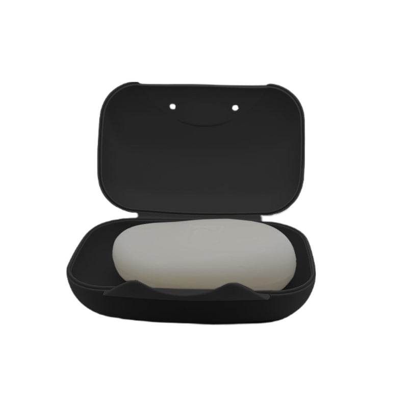 Vonpri Soap Holder Container  Portable Bar Soap Saver Scrubber Case for Bathroom and Kitchen (Black) - Image 1
